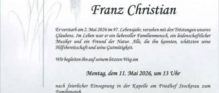 Ehrenobmann Christian Franz verstorben